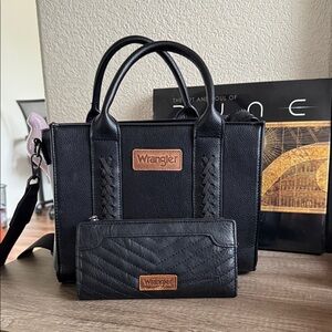 Wrangler Black and Brown Women's Satchel and Wallet